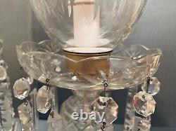 2 Gorgeous 19 Bohemian Cut Crystal Glass Hurricane Lusters Lamps Spear Prisms