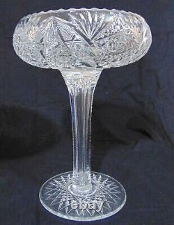 2 Large Brilliant ABP Cut Glass Crystal Compotes Footed Bowls