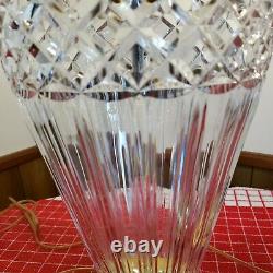 2 Large Waterford Belline Cut Crystal Electric Table Lamps Signed