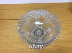 2 Pc. Antique Cut Glass Crystal 10 Tall Punch Bowl withFooted Base