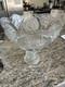 2 Pc. Antique Cut Glass Crystal 12 Tall Punch Bowl withFooted Base