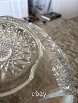 2 Pc. Antique Cut Glass Crystal 12 Tall Punch Bowl withFooted Base