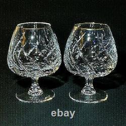 2 (Two) MIKASA PREVIEW GOLD Cut Lead Crystal Brandy Glasses DISCONTINUED