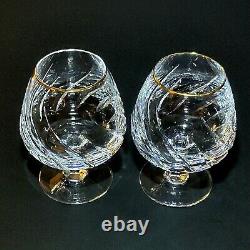 2 (Two) MIKASA PREVIEW GOLD Cut Lead Crystal Brandy Glasses DISCONTINUED