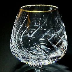 2 (Two) MIKASA PREVIEW GOLD Cut Lead Crystal Brandy Glasses DISCONTINUED