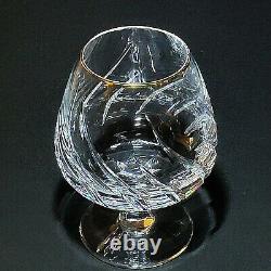 2 (Two) MIKASA PREVIEW GOLD Cut Lead Crystal Brandy Glasses DISCONTINUED