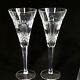 2 (Two) WATERFORD MILLENNIUM PEACE Cut Crystal Champagne Flutes-Signed
