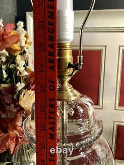 2-Vintage Cut crystal lamps brass Hollywood Glam Urn HEAVY X-Large 1/2 IN Glass