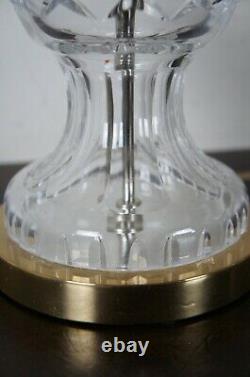 2 Vintage Waterford Cut Crystal & Brass 7575 Lismore Table Lamp Pair 30