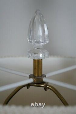 2 Vintage Waterford Cut Crystal & Brass 7575 Lismore Table Lamp Pair 30