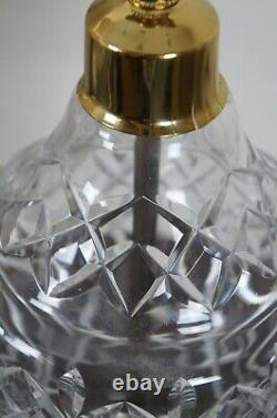 2 Vintage Waterford Cut Crystal & Brass 7575 Lismore Table Lamp Pair 30