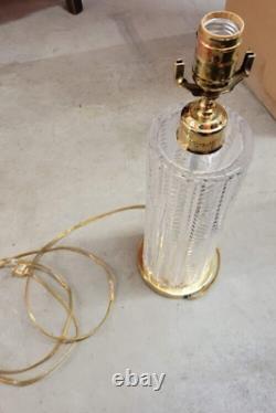 2 Vintage Waterford Cut Crystal Glass herringbone Table Lamp no shade