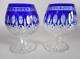 2 Waterford Crystal Brandy Snifters Clarendon Cobalt Blue Cut to Clear