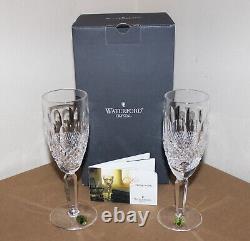 2-Waterford Crystal Colleen TALL Stem Fluted Champagne Glasses 7-3/8 NOS NIB