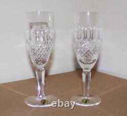 2-Waterford Crystal Colleen TALL Stem Fluted Champagne Glasses 7-3/8 NOS NIB