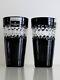 2 Waterford John Rocha Black Cased Cut To Clear Crystal Shot Glasses Signed