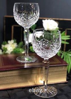 2 Waterford Kenmare Wine Hock Cut Crystal Ireland Blown Glass Vintage Perfect