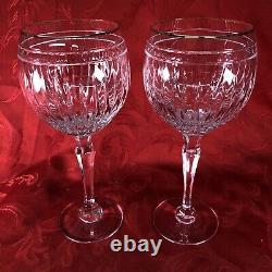 2 Waterford Marquis Hanover Gold Hand Cut Crystal Balloon Wine 8 5/8 Tall Glass