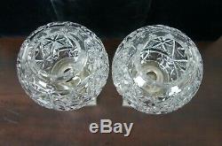 2 Waterford Millennium Cut Crystal Hurricane Lanterns Lamp Time Square Star Hope