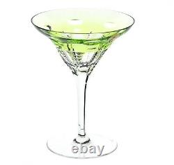 2 Waterford Simply Lime Green Cased Cut to Clear Crystal Martini Glass New NoBox