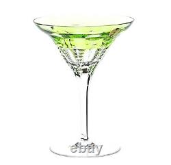 2 Waterford Simply Lime Green Cased Cut to Clear Crystal Martini Glass New NoBox