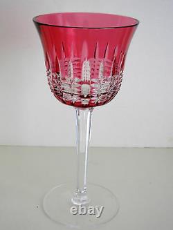2 Waterford Simply Pink Cranberry Cased Cut To Clear Crystal Wine Goblets