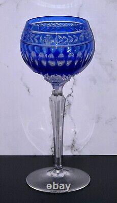 2-pc Wedgwood Crystal Crown Sapphire Cobalt Cut-to-Clear Hock Wine Glass, Labels