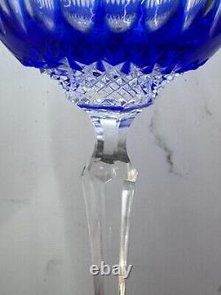 2-pc Wedgwood Crystal Crown Sapphire Cobalt Cut-to-Clear Hock Wine Glass, Labels
