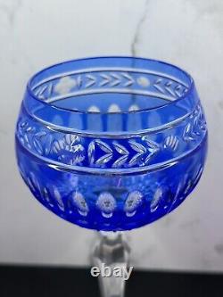 2-pc Wedgwood Crystal Crown Sapphire Cobalt Cut-to-Clear Hock Wine Glass, Labels
