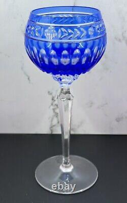 2-pc Wedgwood Crystal Crown Sapphire Cobalt Cut-to-Clear Hock Wine Glass, Labels