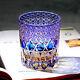 2pcs Clear Blue 9oz Edo Kiriko Crystal Whiskey Glasses Gift Packing 2pc