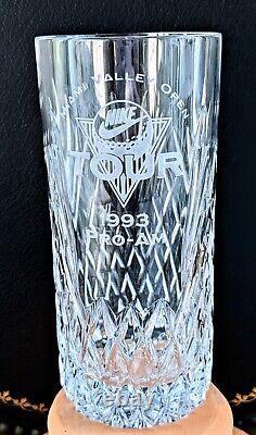 2x 1993/94 Nike Tour Pro Am Miami Open Cut Glass Crystal Hi-Ball Tumbler Glasses