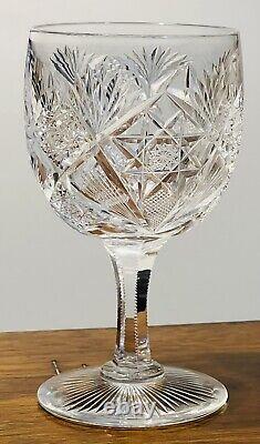 3 Antique American Brilliant Period Hand Cut Crystal Wine glasses Discontinued