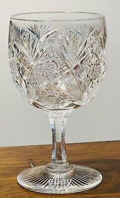 3 Antique American Brilliant Period Hand Cut Crystal Wine glasses Discontinued