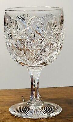 3 Antique American Brilliant Period Hand Cut Crystal Wine glasses Discontinued