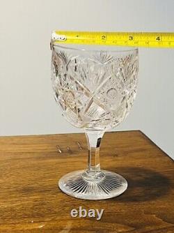 3 Antique American Brilliant Period Hand Cut Crystal Wine glasses Discontinued