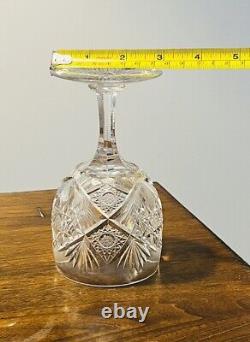 3 Antique American Brilliant Period Hand Cut Crystal Wine glasses Discontinued