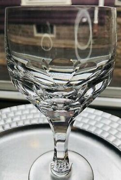 3 Atlantis Crystal Evora Cut Water Wine Glass Heavy Panel Cut Multisided Stem