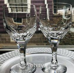 3 Atlantis Crystal Evora Cut Water Wine Glass Heavy Panel Cut Multisided Stem