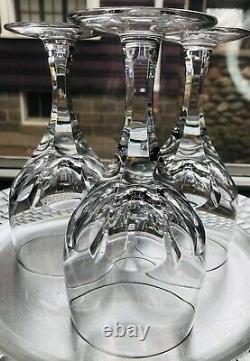 3 Atlantis Crystal Evora Cut Water Wine Glass Heavy Panel Cut Multisided Stem