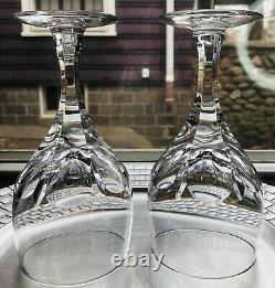 3 Atlantis Crystal Evora Cut Water Wine Glass Heavy Panel Cut Multisided Stem