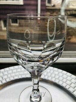 3 Atlantis Crystal Evora Cut Water Wine Glass Heavy Panel Cut Multisided Stem