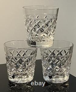 3 Marked Stuart HARLECH Cut Crystal Old Fashion Whiskey Glasses Discontinued