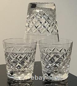 3 Marked Stuart HARLECH Cut Crystal Old Fashion Whiskey Glasses Discontinued