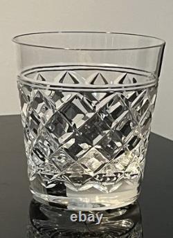 3 Marked Stuart HARLECH Cut Crystal Old Fashion Whiskey Glasses Discontinued
