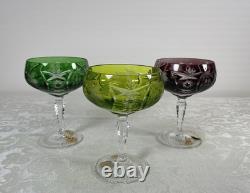 3 Nachtmann Bohemian Cut To Clear Coupes Glasses 4 oz. With Original Boxes