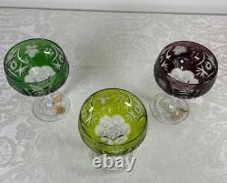 3 Nachtmann Bohemian Cut To Clear Coupes Glasses 4 oz. With Original Boxes
