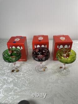 3 Nachtmann Bohemian Cut To Clear Coupes Glasses 4 oz. With Original Boxes