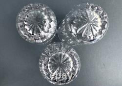 3 Waterford Lismore Criss Cross Vertical Cut Crystal Flat Tumblers Glasses 5'