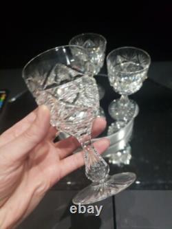 (3) Wine glasses, American Brilliant Period Cut Glass Crystal Colonna Libbey